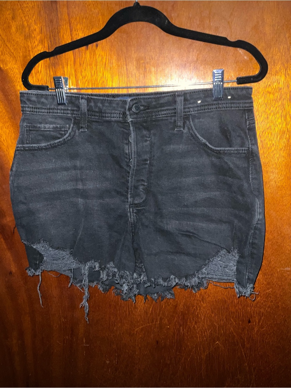 Hollister Black Distressed Denim shorts